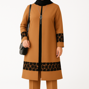 Middle Eastern Abaya Set for Muslim Women – Elegant Dubai Style Suit