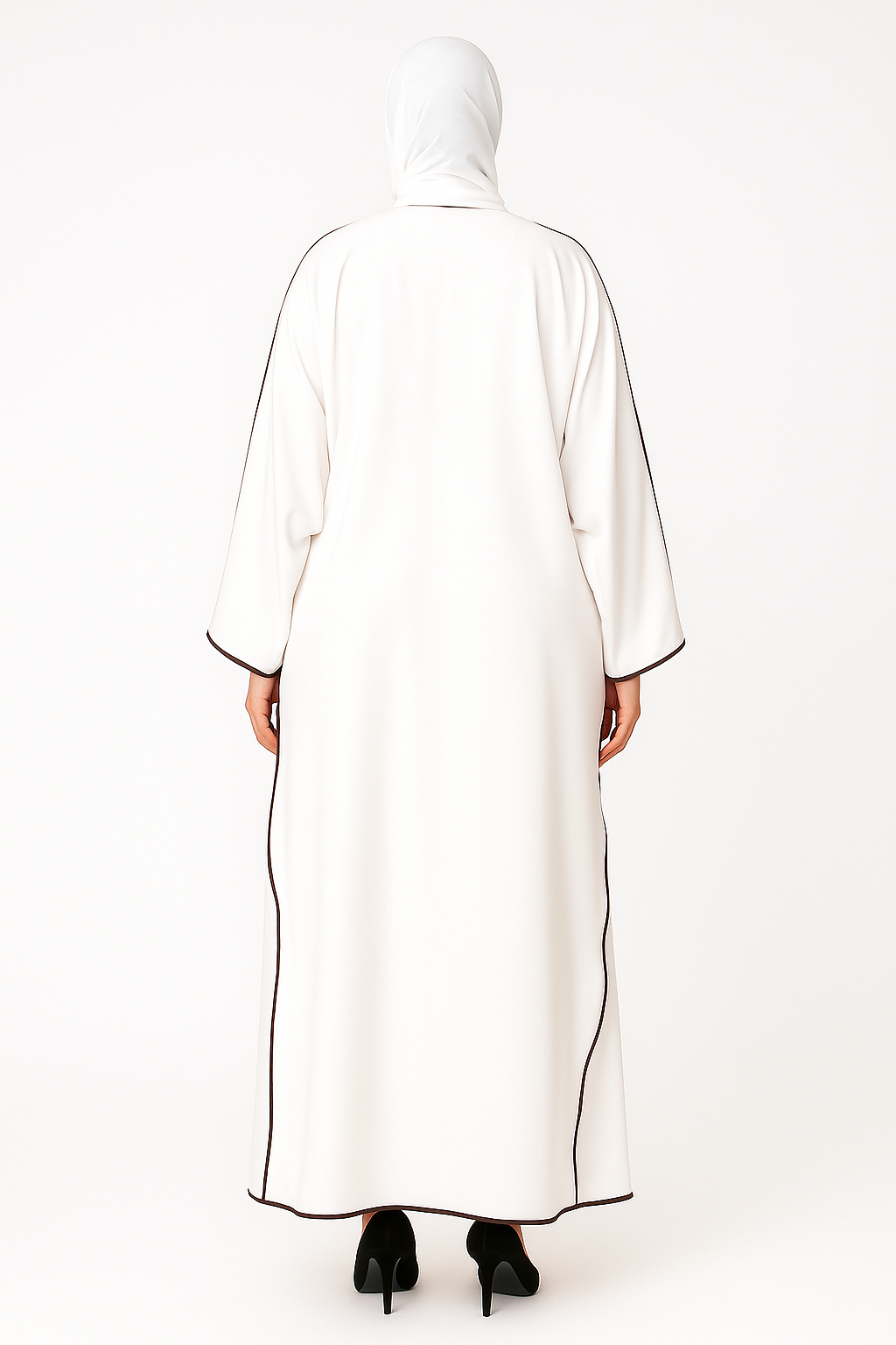 Women's White Patchwork Plus Size Women's Abaya Robe
