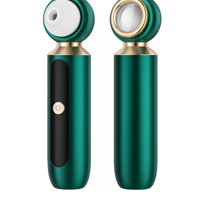 Portable Visual Blackhead Remover USB rechargeable pore cleaner with magnifying glass and blue light therapy in green and gold design