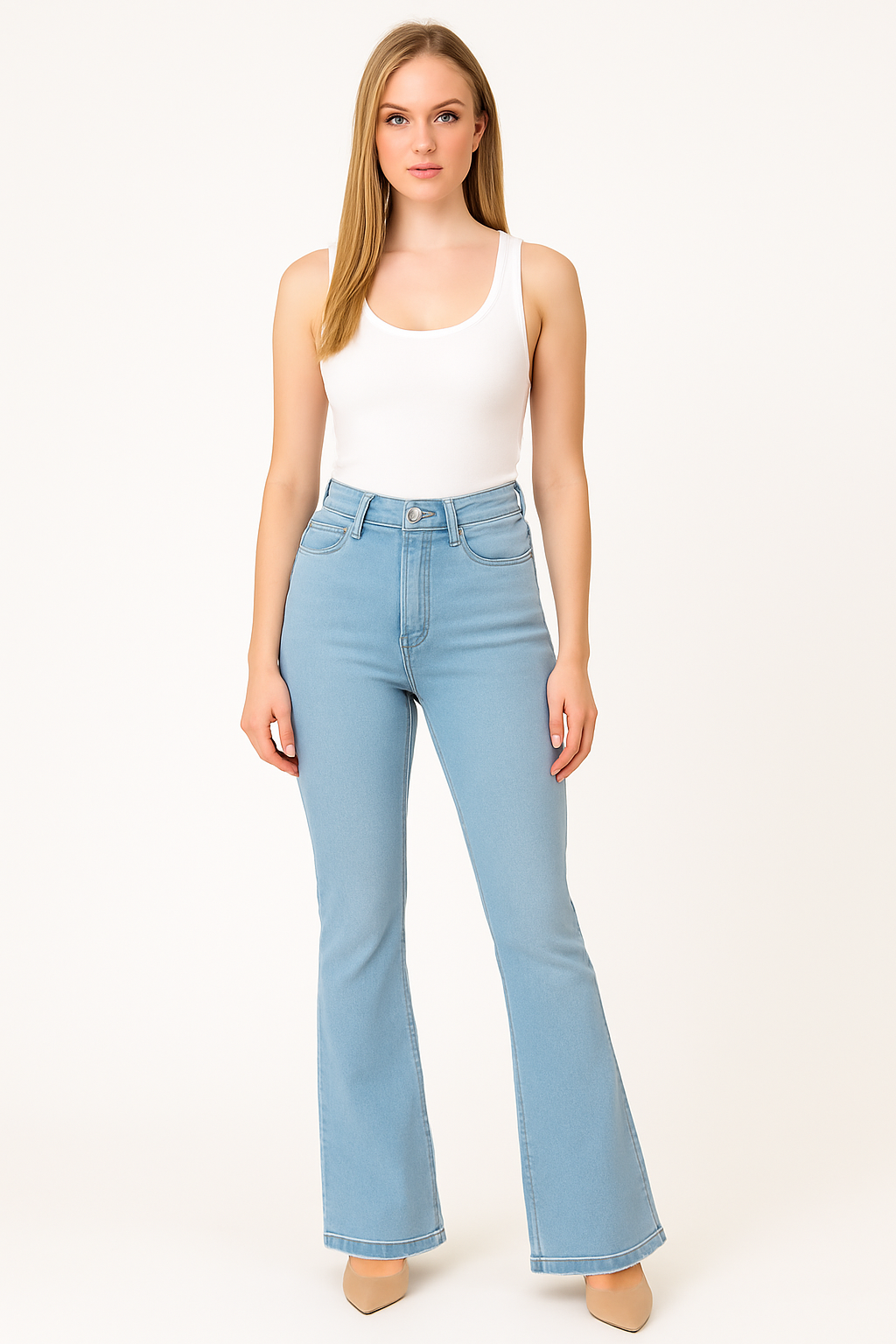 Women’s High Waist Flare Skinny Jeans – Stretch Fit
