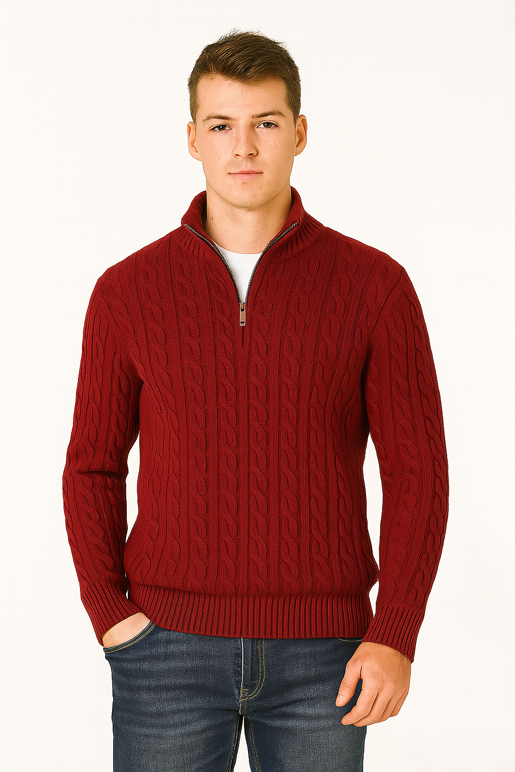 Men’s Loose Zip Knit Sweater