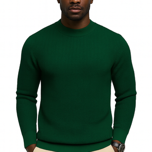 Men’s Cozy Waffle Knit Round Neck Sweater