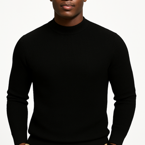 Men’s Cozy Waffle Knit Round Neck Sweater