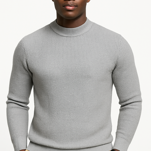 Men’s Cozy Waffle Knit Round Neck Sweater
