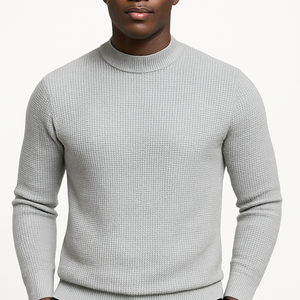 Men’s Cozy Waffle Knit Round Neck Sweater