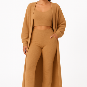 3-piece cozy pajama lounge set with tank top, lounge pants,