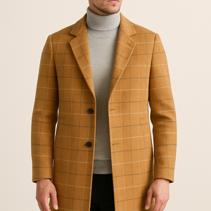 Woolen Coat Men's Mid-length Business Casual Plaid