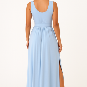 Summer Round-neck Sleeveless Split Dress