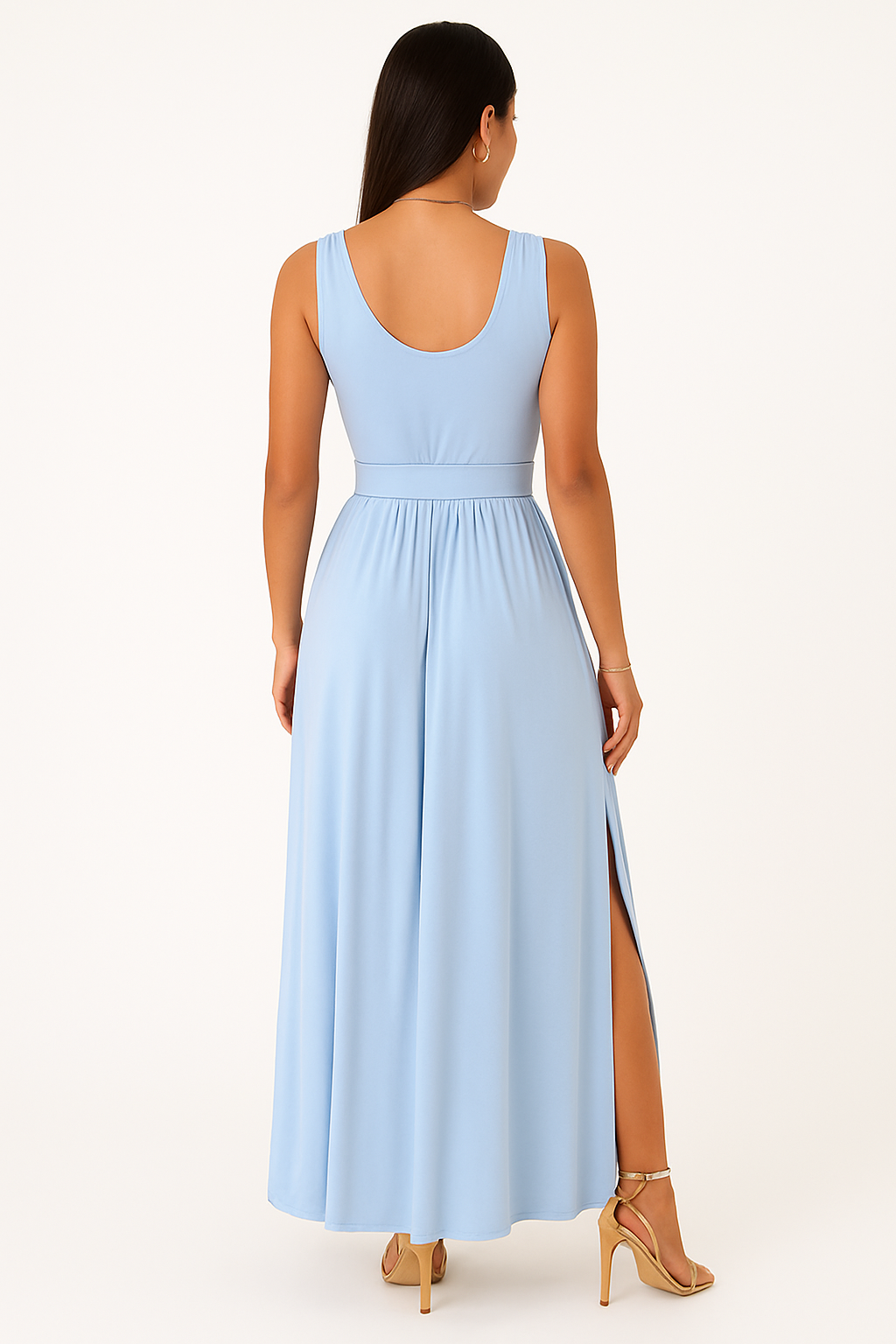 Summer Round-neck Sleeveless Split Dress