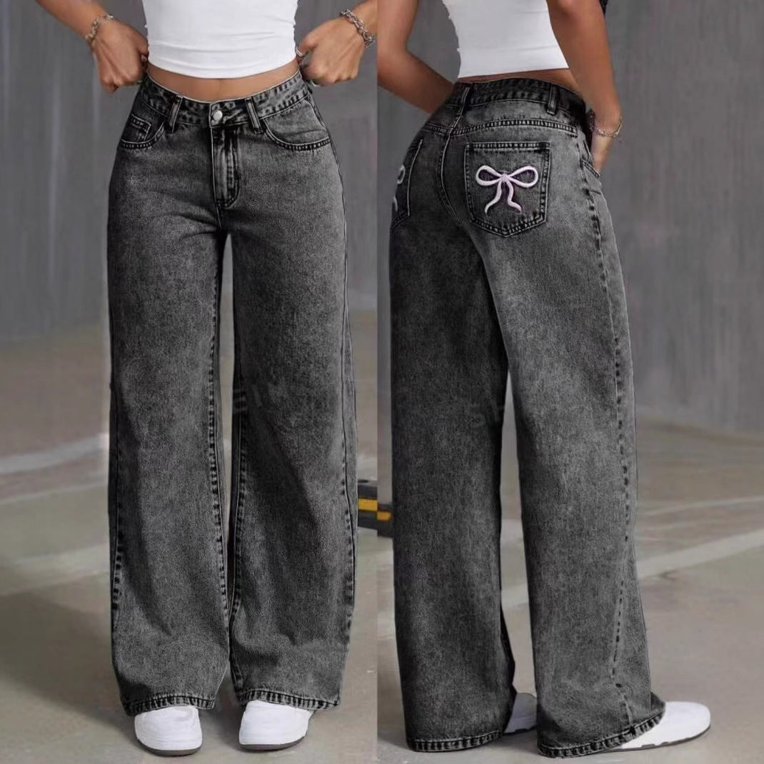 High Waist Straight Loose Casual Jeans