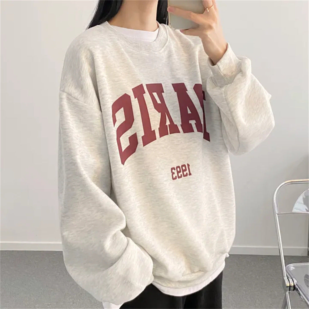 Printed Fleece Letter Sweater