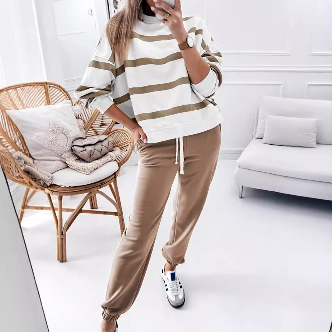Striped Sports Sweater Suit
