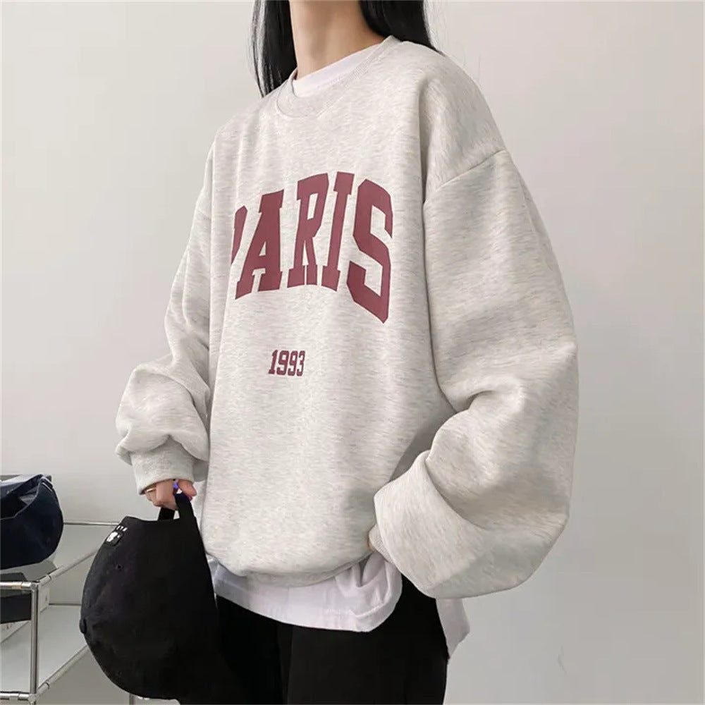 Printed Fleece Letter Sweater