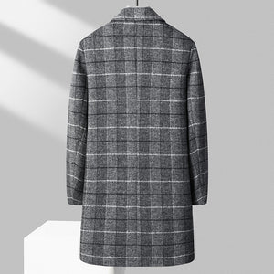 Woolen Coat Men's Mid-length Business Casual Plaid