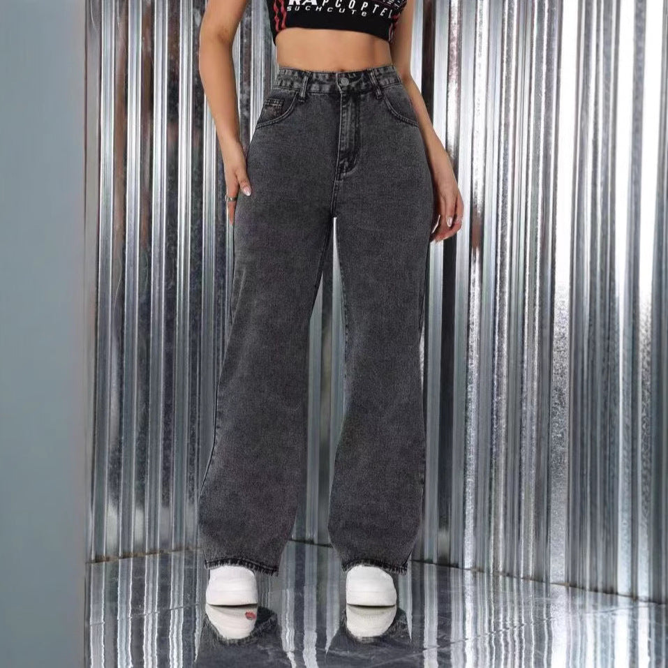 High Waist Straight Loose Casual Jeans