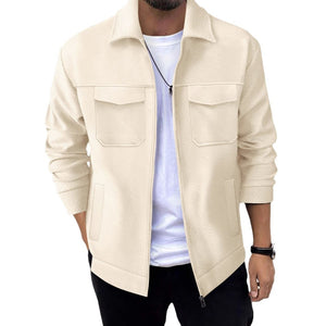 Lapel Zipper Casual Jacket Men's Coat