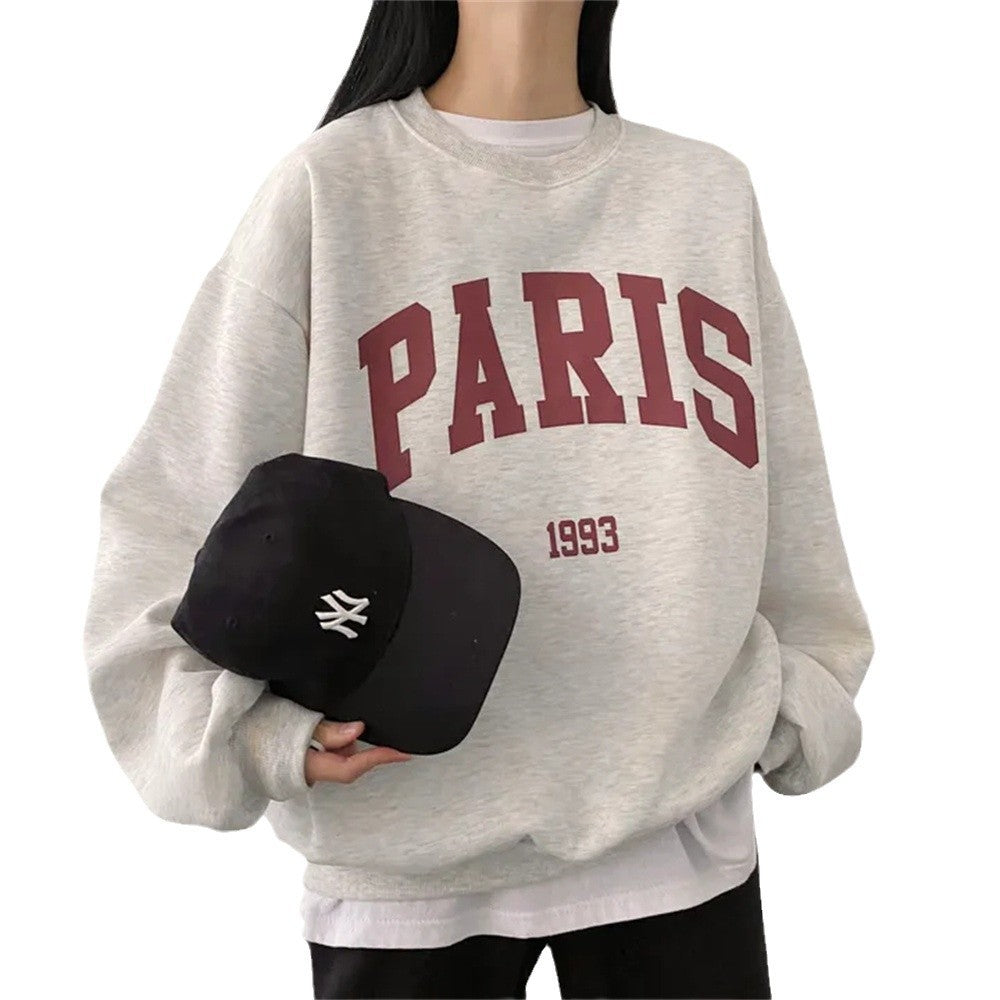 Printed Fleece Letter Sweater