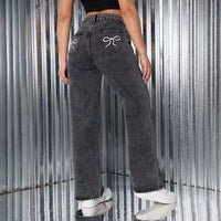 High Waist Straight Loose Casual Jeans