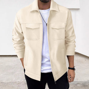 Lapel Zipper Casual Jacket Men's Coat