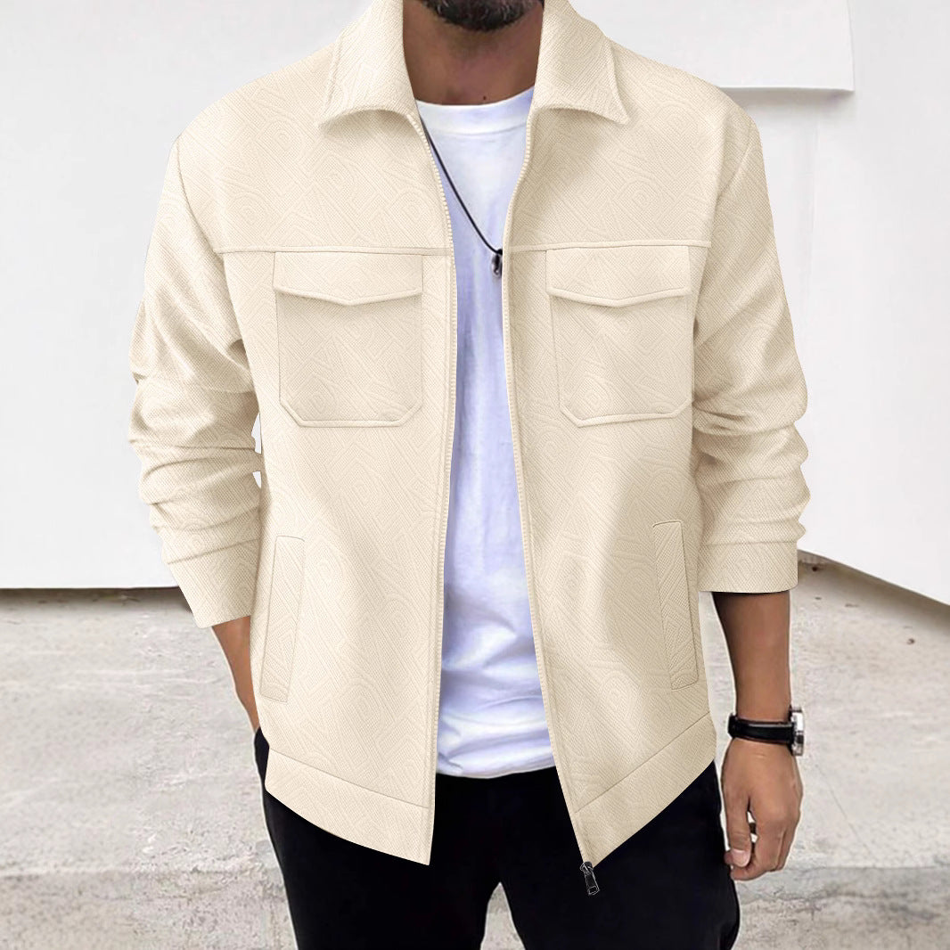 Lapel Zipper Casual Jacket Men's Coat