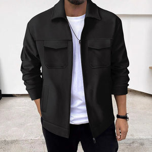 Lapel Zipper Casual Jacket Men's Coat