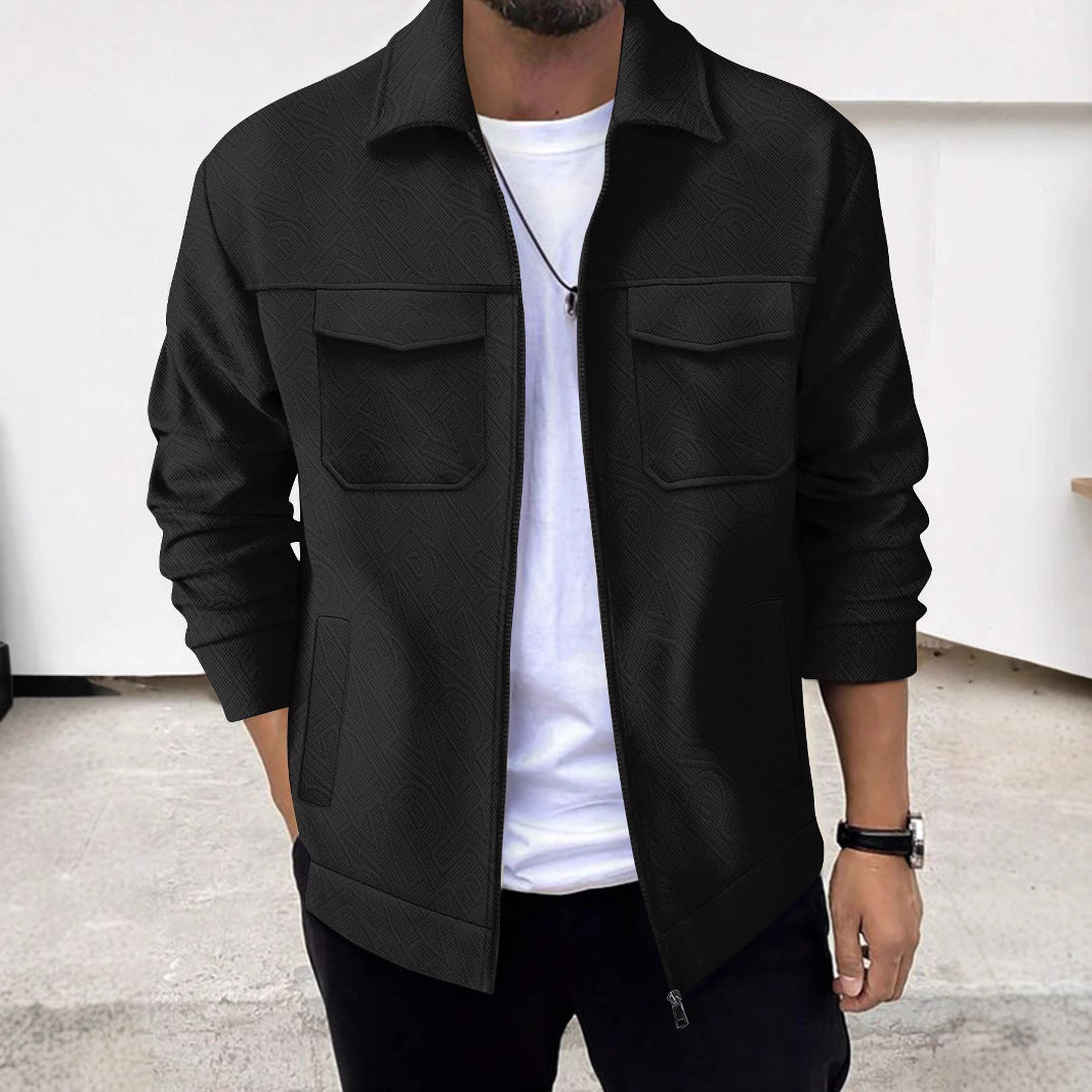 Lapel Zipper Casual Jacket Men's Coat