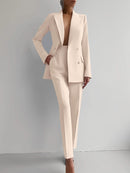 Casual Suits Fashion Long Sleeve Single-breasted Jacket Top And Slim Fit Trousers Women's Business Suits