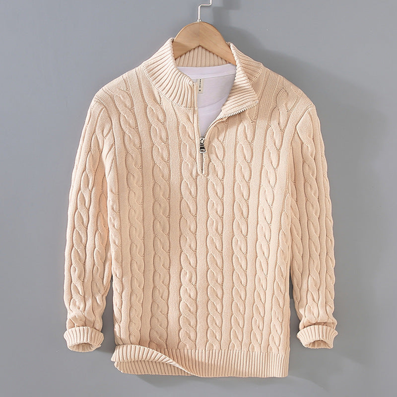 Men’s Loose Zip Knit Sweater
