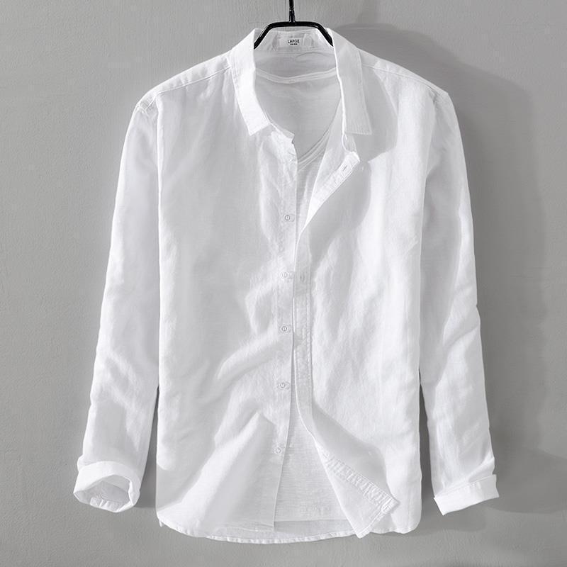 Summer Men's Cotton And Linen Casual Long Sleeve Shirt Thin