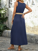 Summer Round-neck Sleeveless Split Dress