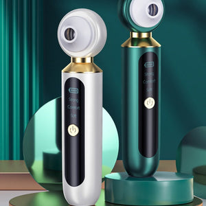 Portable visual blackhead remover with USB charging and magnifying glass, featuring blue light therapy for blackhead cleansing.