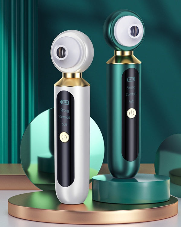 Portable visual blackhead remover with USB charging and magnifying glass, featuring blue light therapy for blackhead cleansing.