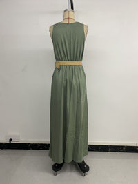 Summer Round-neck Sleeveless Split Dress