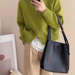 Gray Cropped Sweater Coat Women