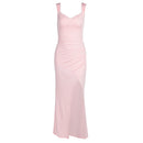 Slim Sleeveless Slit Dress With Back Tie Design Fashion Temperament Dresses For Women Clothing