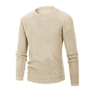Men's Solid Color Waffle Round Neck Base Sweater