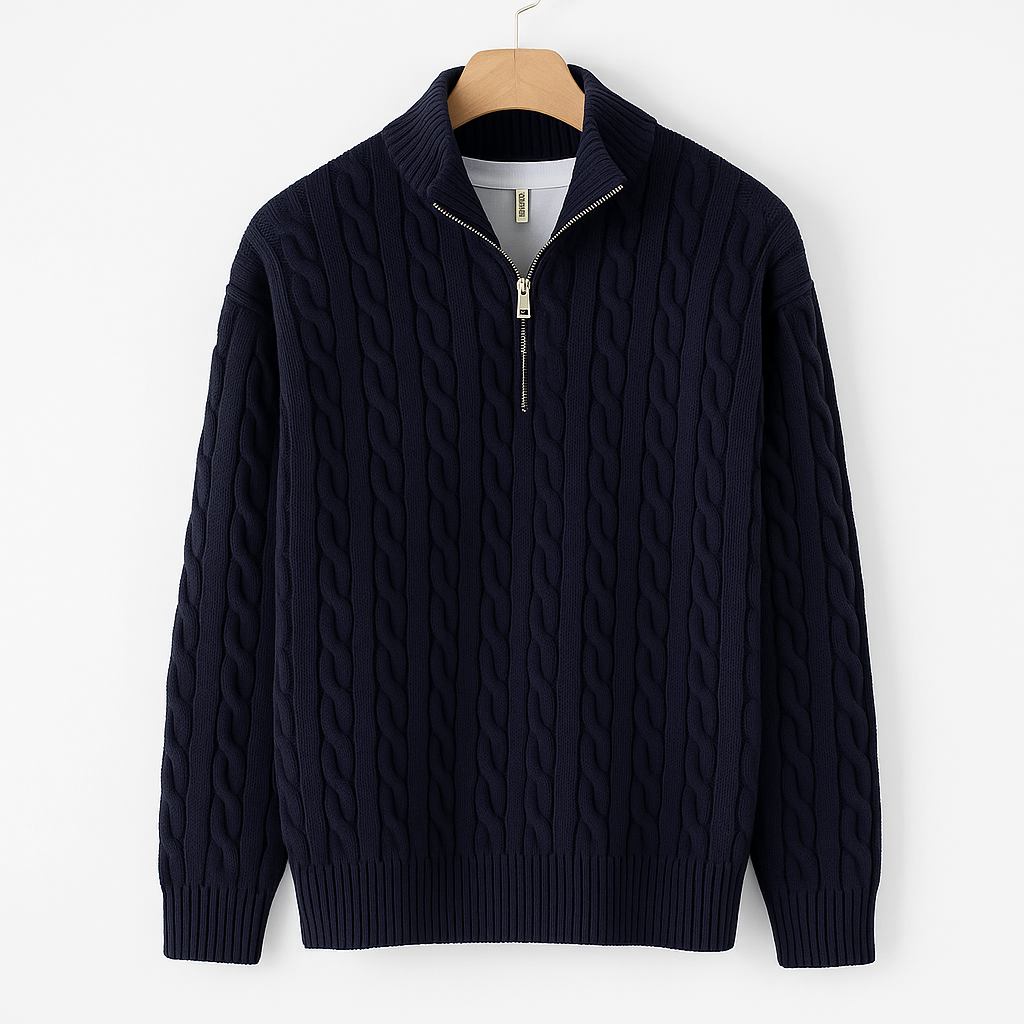 Men’s Loose Zip Knit Sweater