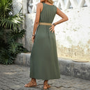 Summer Round-neck Sleeveless Split Dress