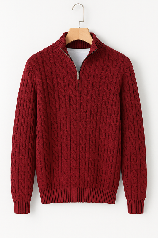 Men’s Loose Zip Knit Sweater